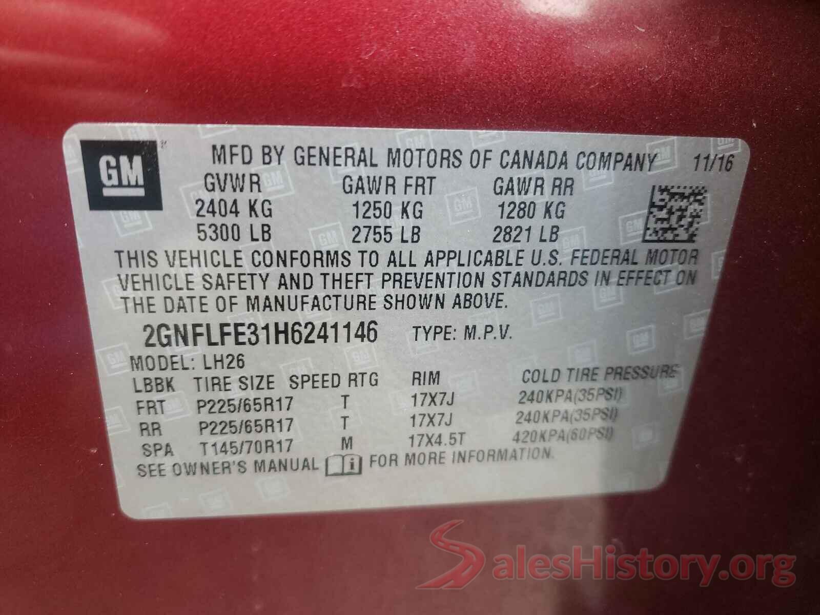 2GNFLFE31H6241146 2017 CHEVROLET EQUINOX