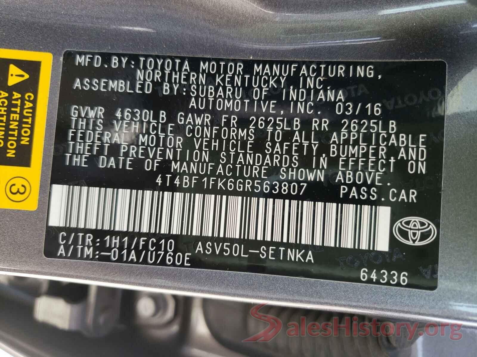 4T4BF1FK6GR563807 2016 TOYOTA CAMRY