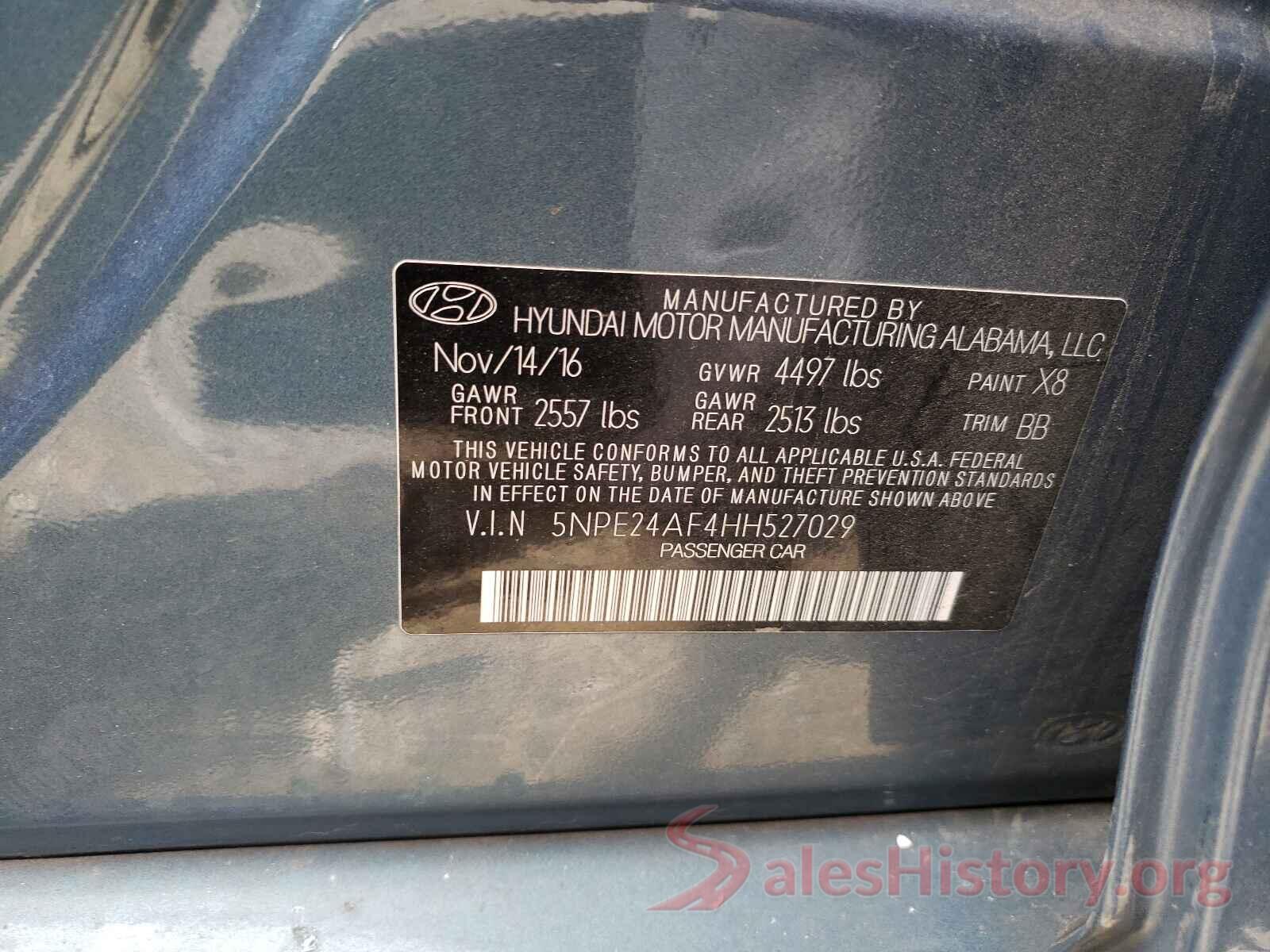 5NPE24AF4HH527029 2017 HYUNDAI SONATA