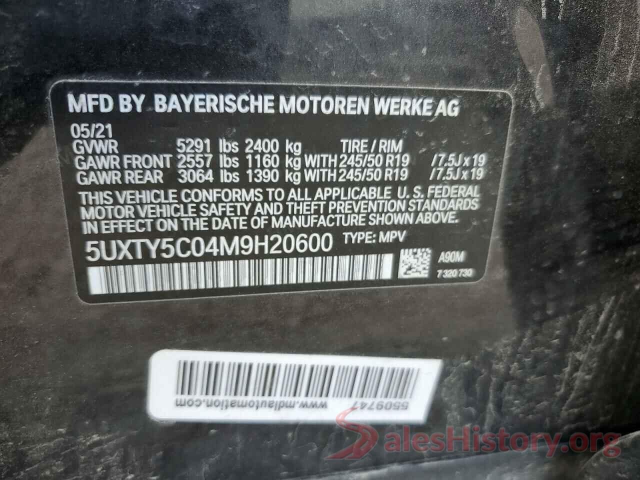 5UXTY5C04M9H20600 2021 BMW X3