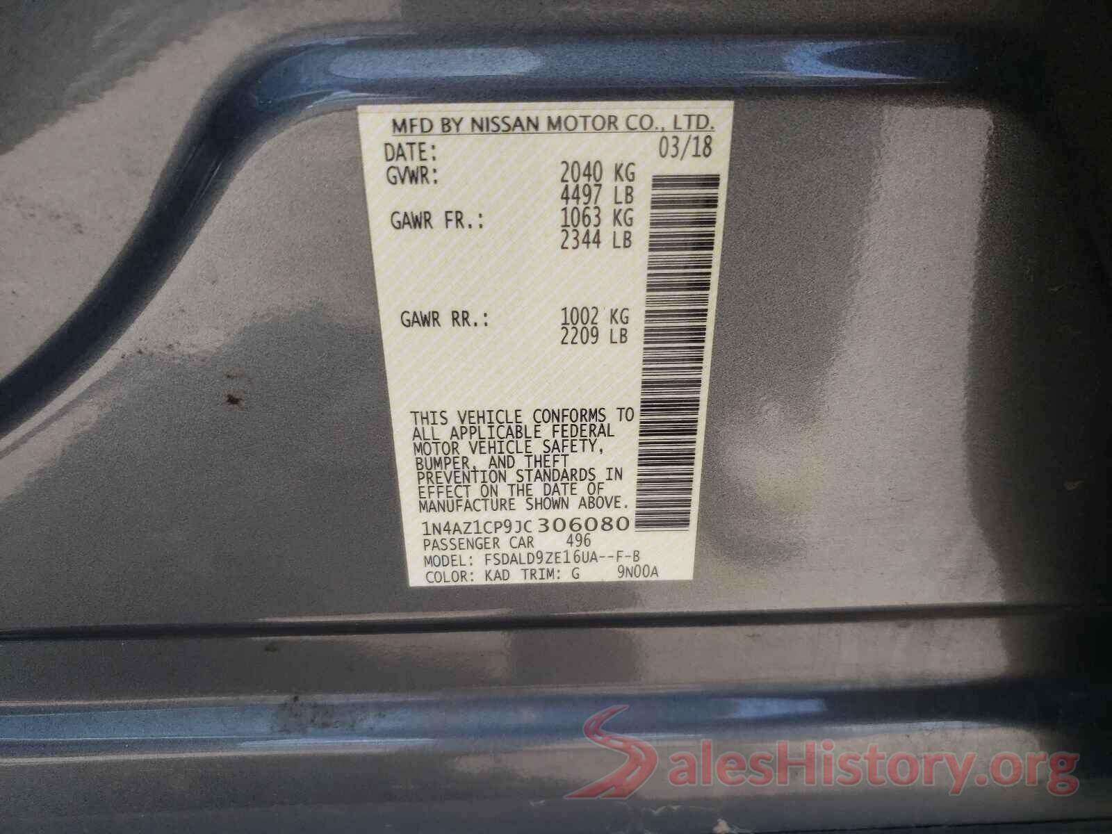 1N4AZ1CP9JC306080 2018 NISSAN LEAF