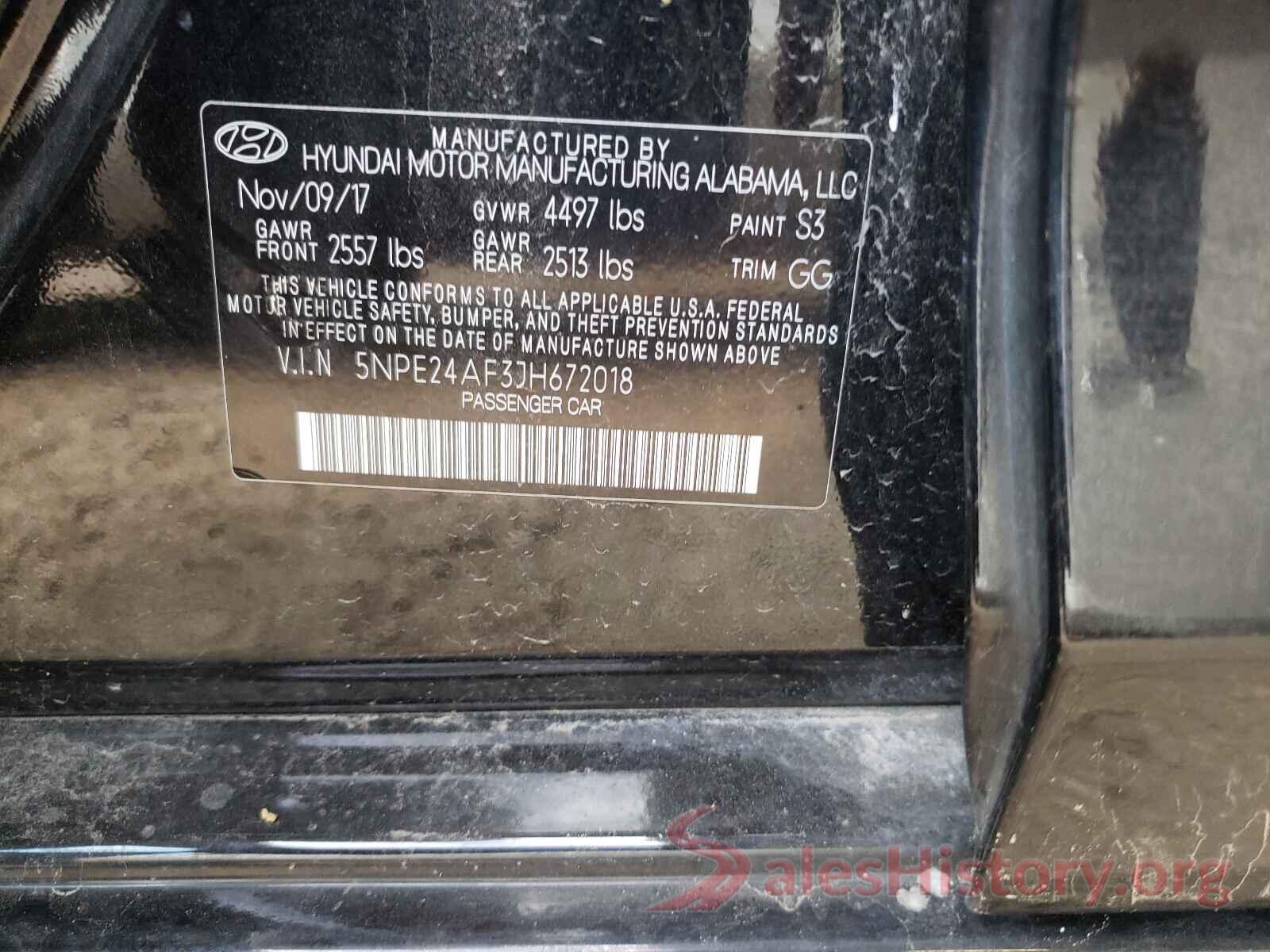 5NPE24AF3JH672018 2018 HYUNDAI SONATA