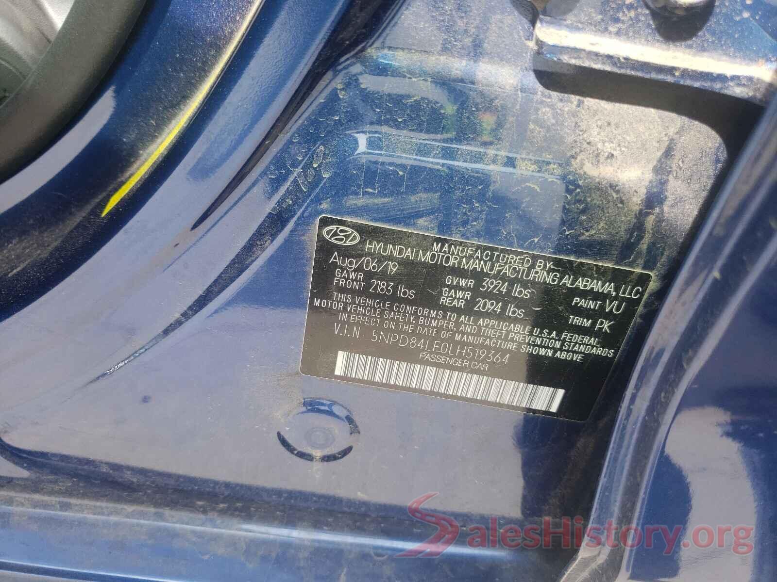 5NPD84LF0LH519364 2020 HYUNDAI ELANTRA