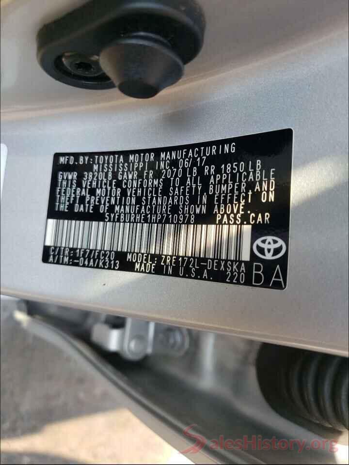 5YFBURHE1HP710978 2017 TOYOTA COROLLA