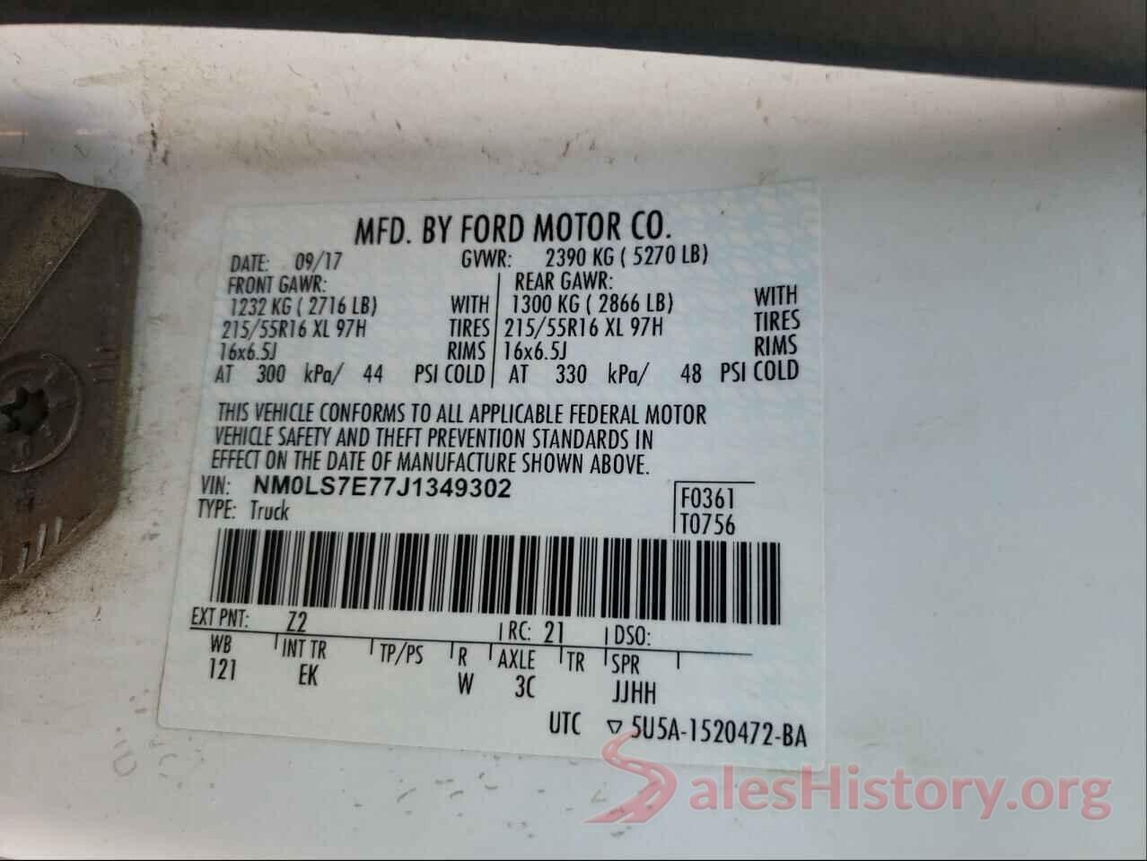 NM0LS7E77J1349302 2018 FORD TRANSIT CO