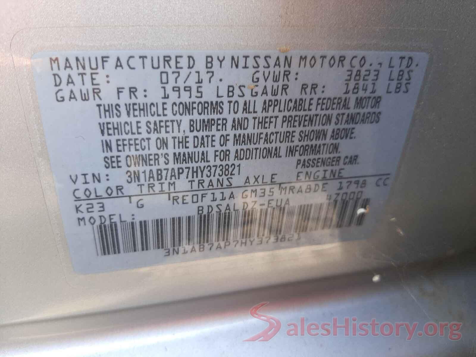 3N1AB7AP7HY373821 2017 NISSAN SENTRA