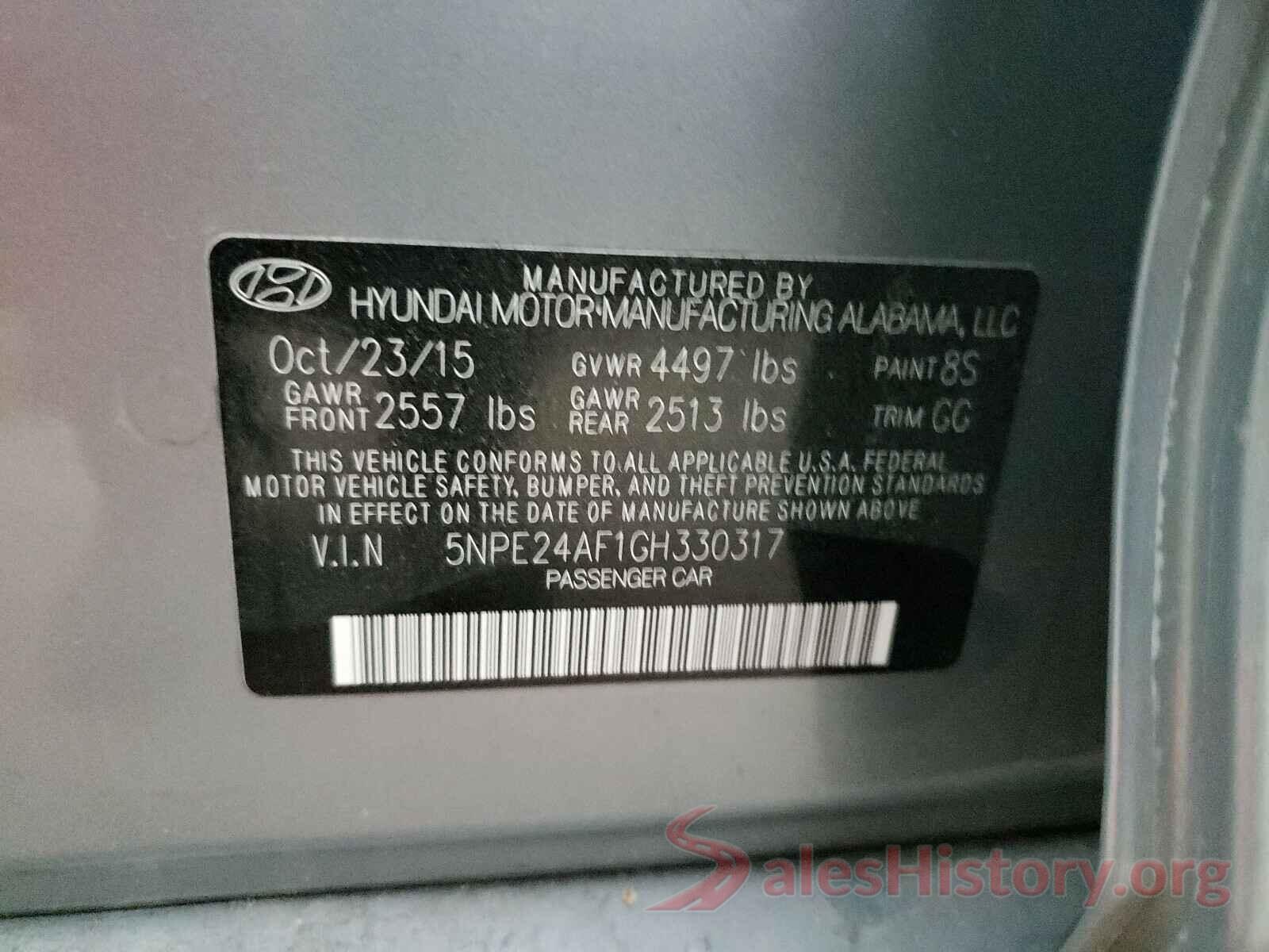 5NPE24AF1GH330317 2016 HYUNDAI SONATA