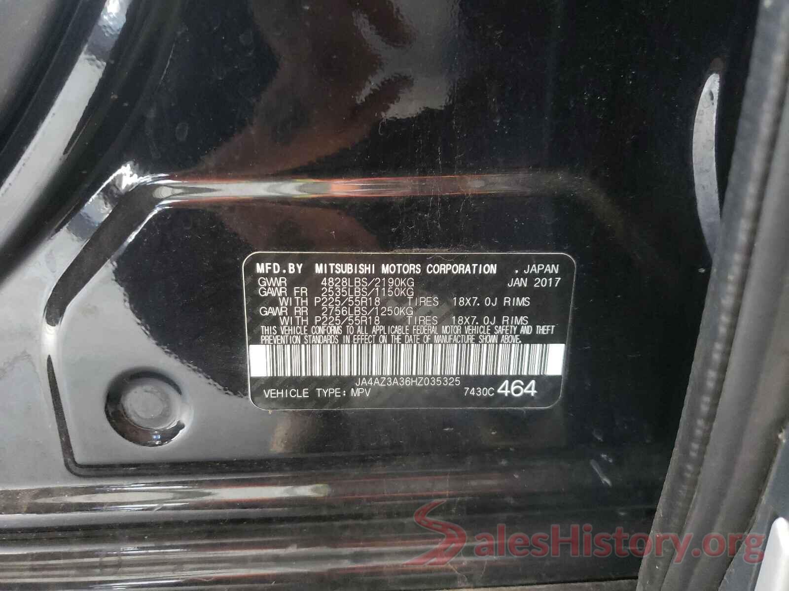 JA4AZ3A36HZ035325 2017 MITSUBISHI OUTLANDER