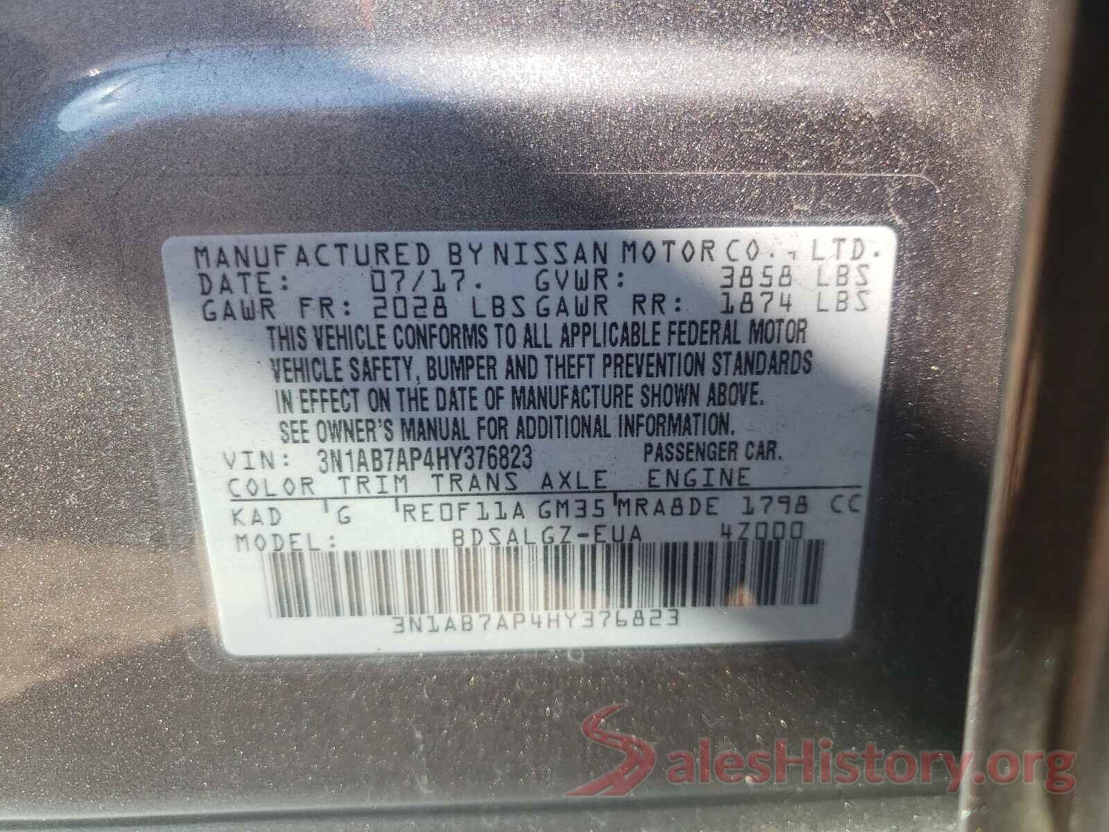 3N1AB7AP4HY376823 2017 NISSAN SENTRA