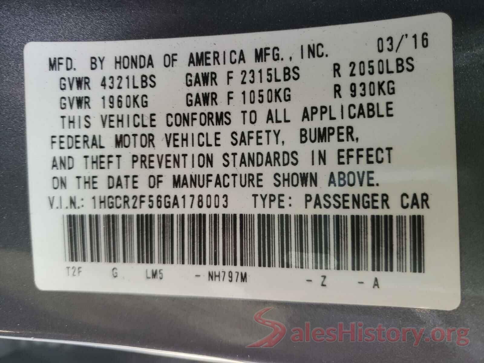 1HGCR2F56GA178003 2016 HONDA ACCORD