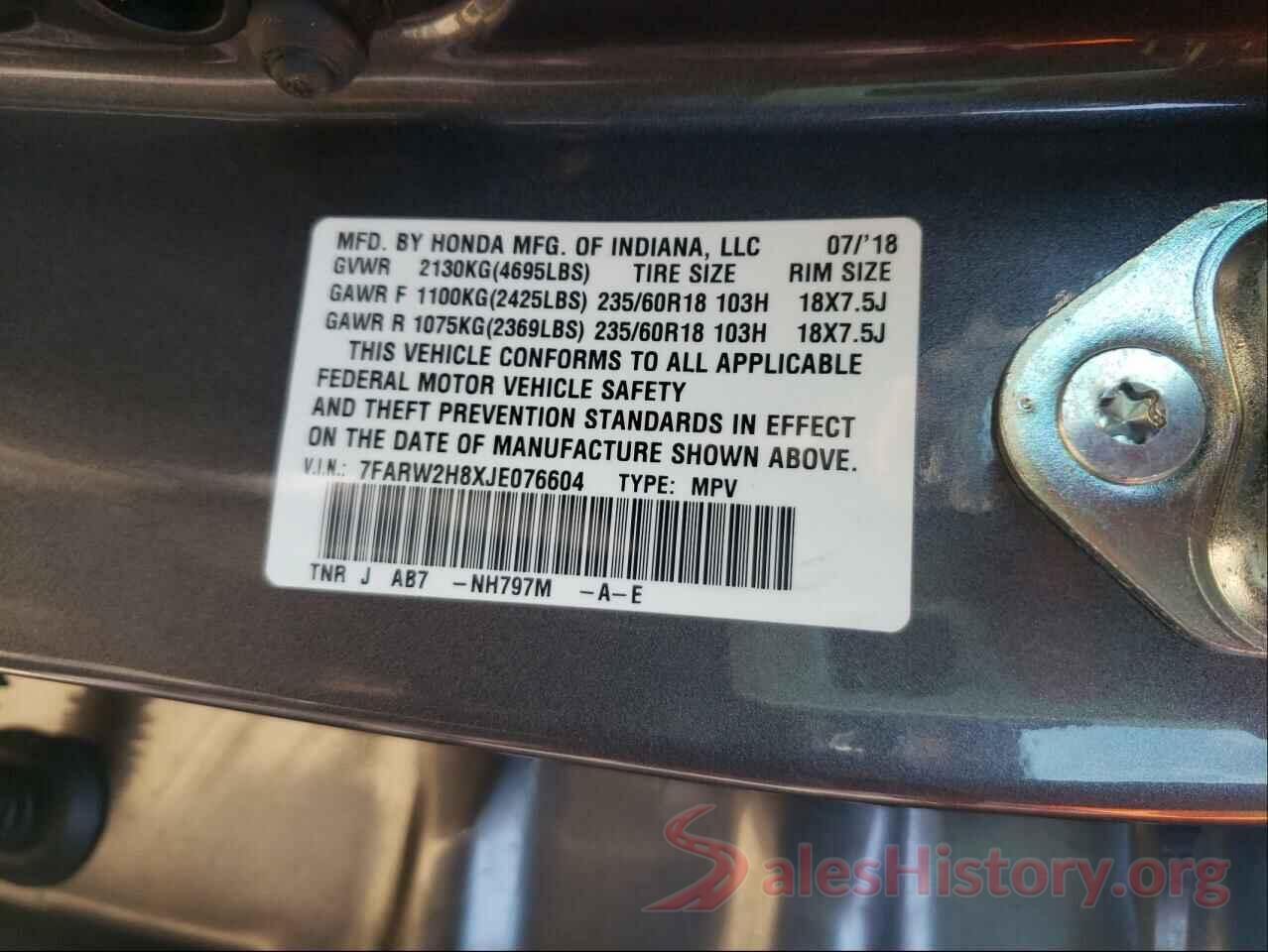 7FARW2H8XJE076604 2018 HONDA CRV