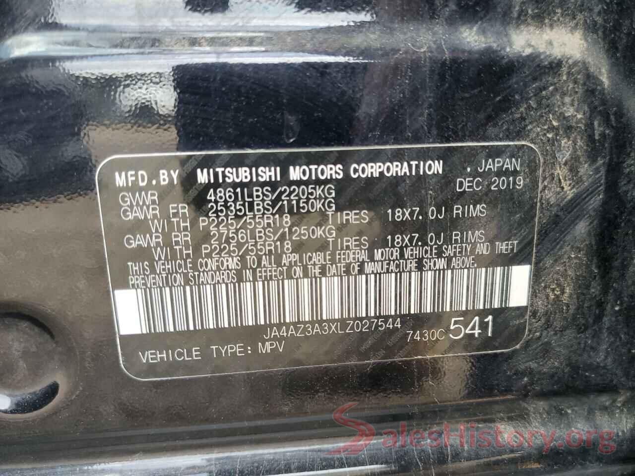 JA4AZ3A3XLZ027544 2020 MITSUBISHI OUTLANDER