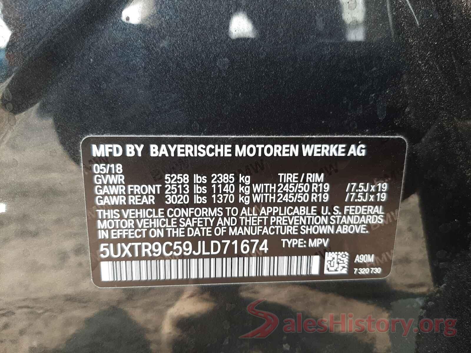 5UXTR9C59JLD71674 2018 BMW X3