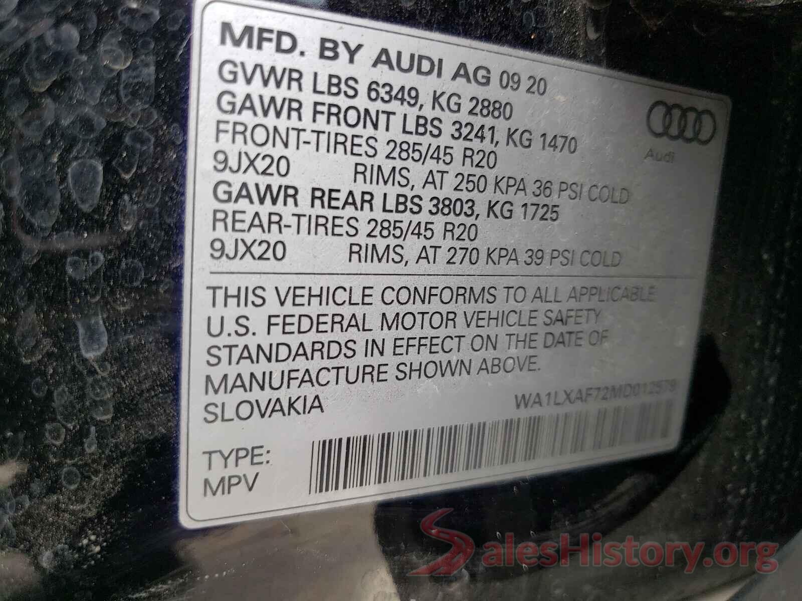 WA1LXAF72MD012579 2021 AUDI Q7