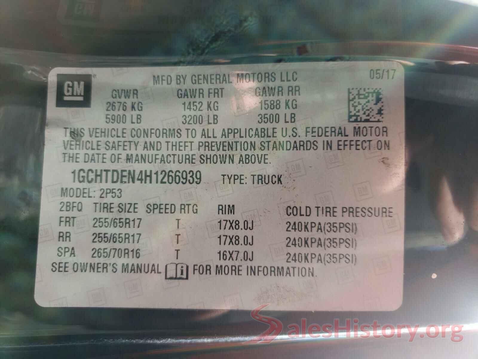 1GCHTDEN4H1266939 2017 CHEVROLET COLORADO