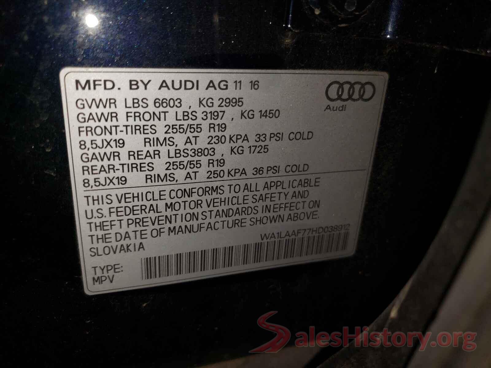 WA1LAAF77HD038912 2017 AUDI Q7