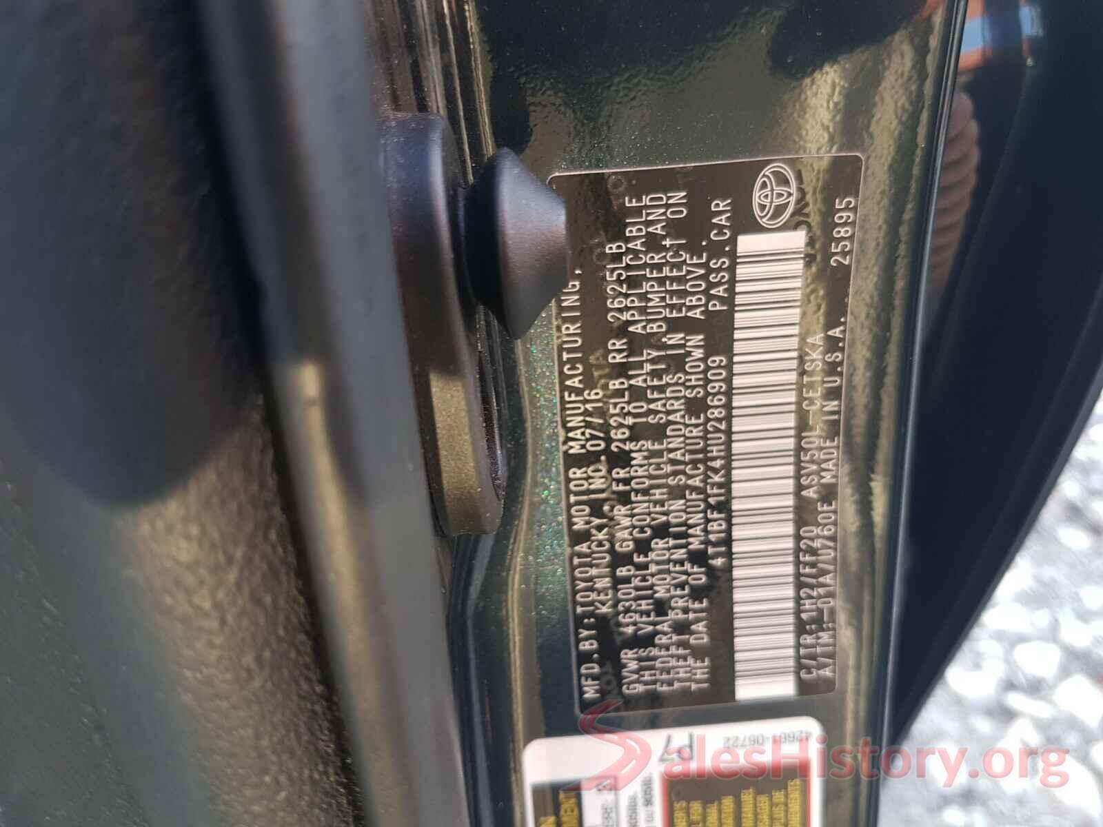 4T1BF1FK4HU286909 2017 TOYOTA CAMRY