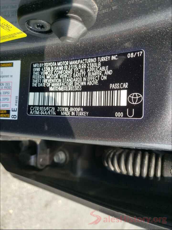 NMTKHMBX8JR033053 2018 TOYOTA C-HR