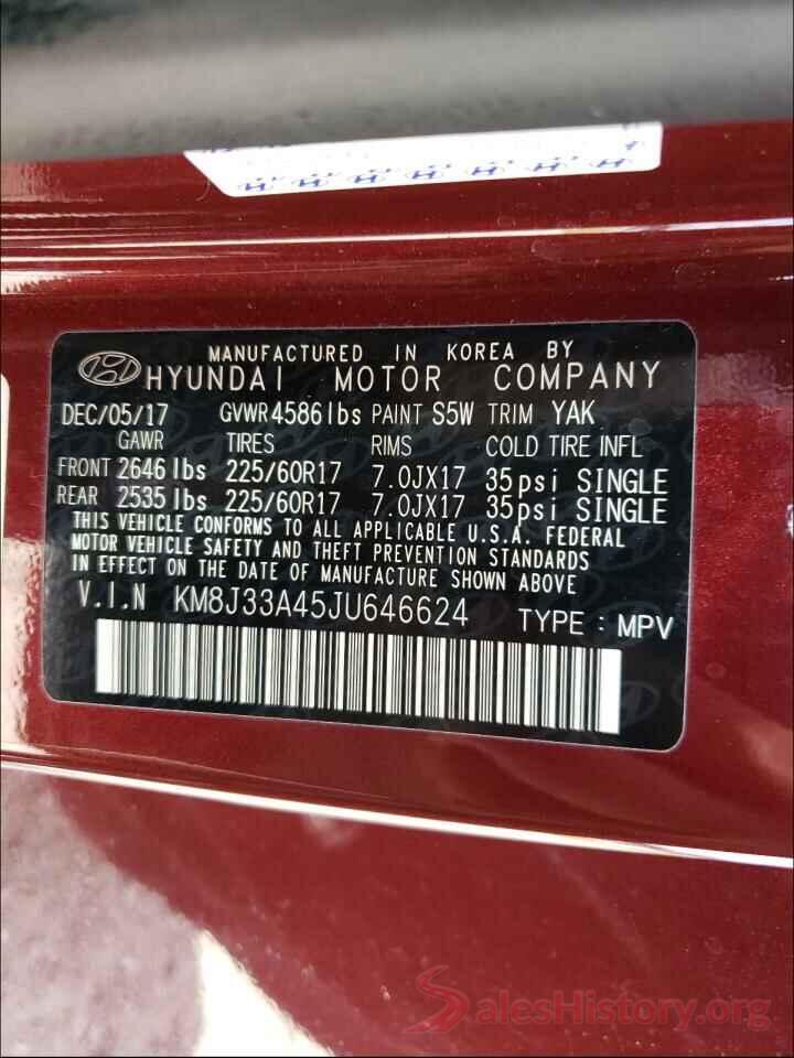 KM8J33A45JU646624 2018 HYUNDAI TUCSON