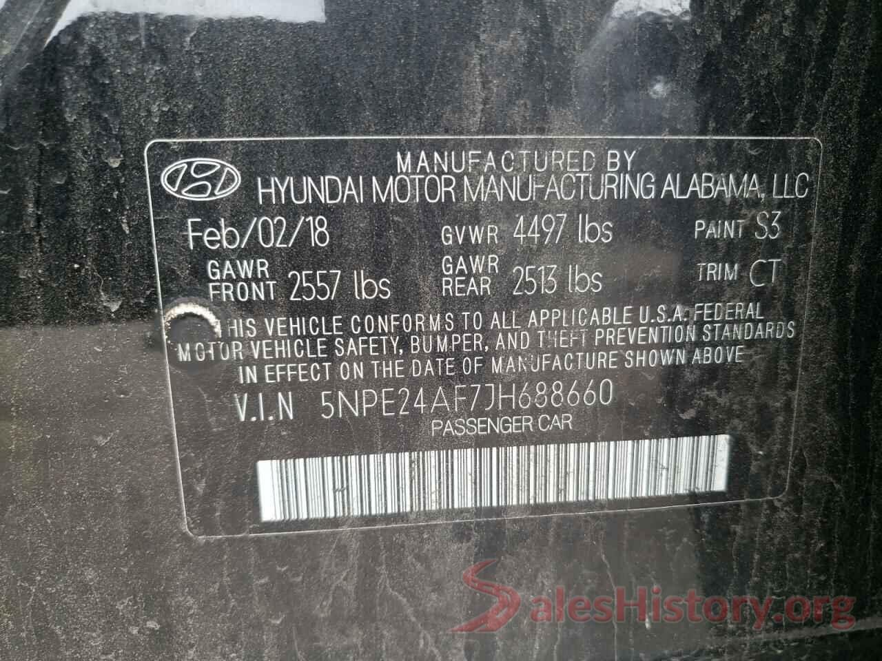 5NPE24AF7JH688660 2018 HYUNDAI SONATA