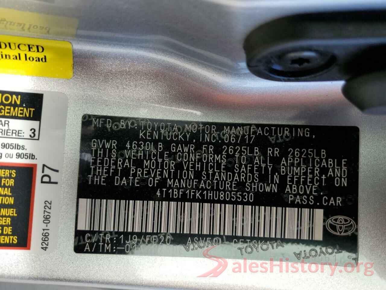 4T1BF1FK1HU805530 2017 TOYOTA CAMRY