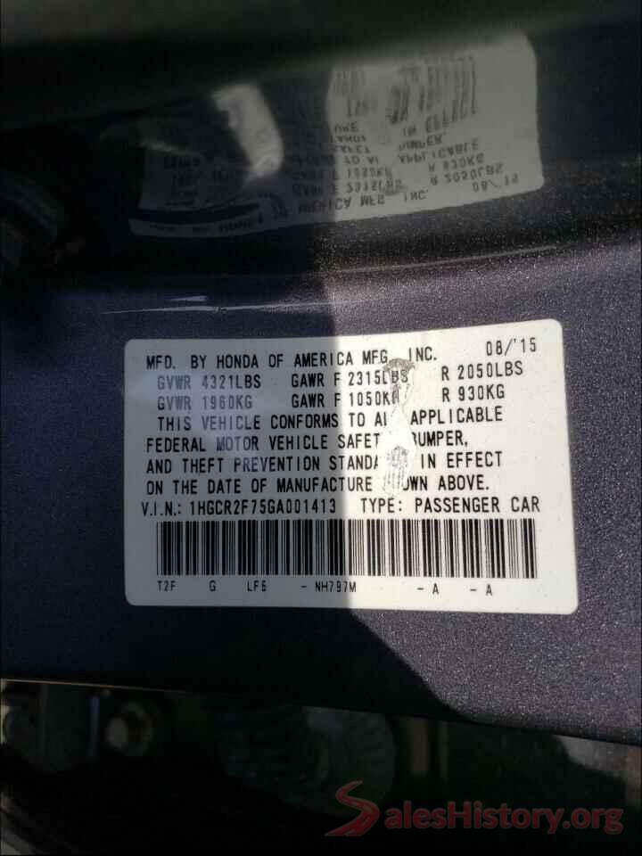 1HGCR2F75GA001413 2016 HONDA ACCORD