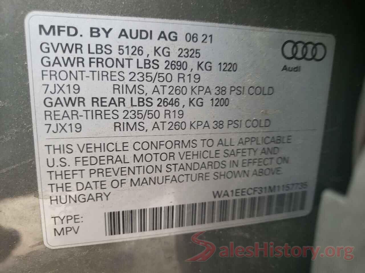 WA1EECF31M1157735 2021 AUDI Q3