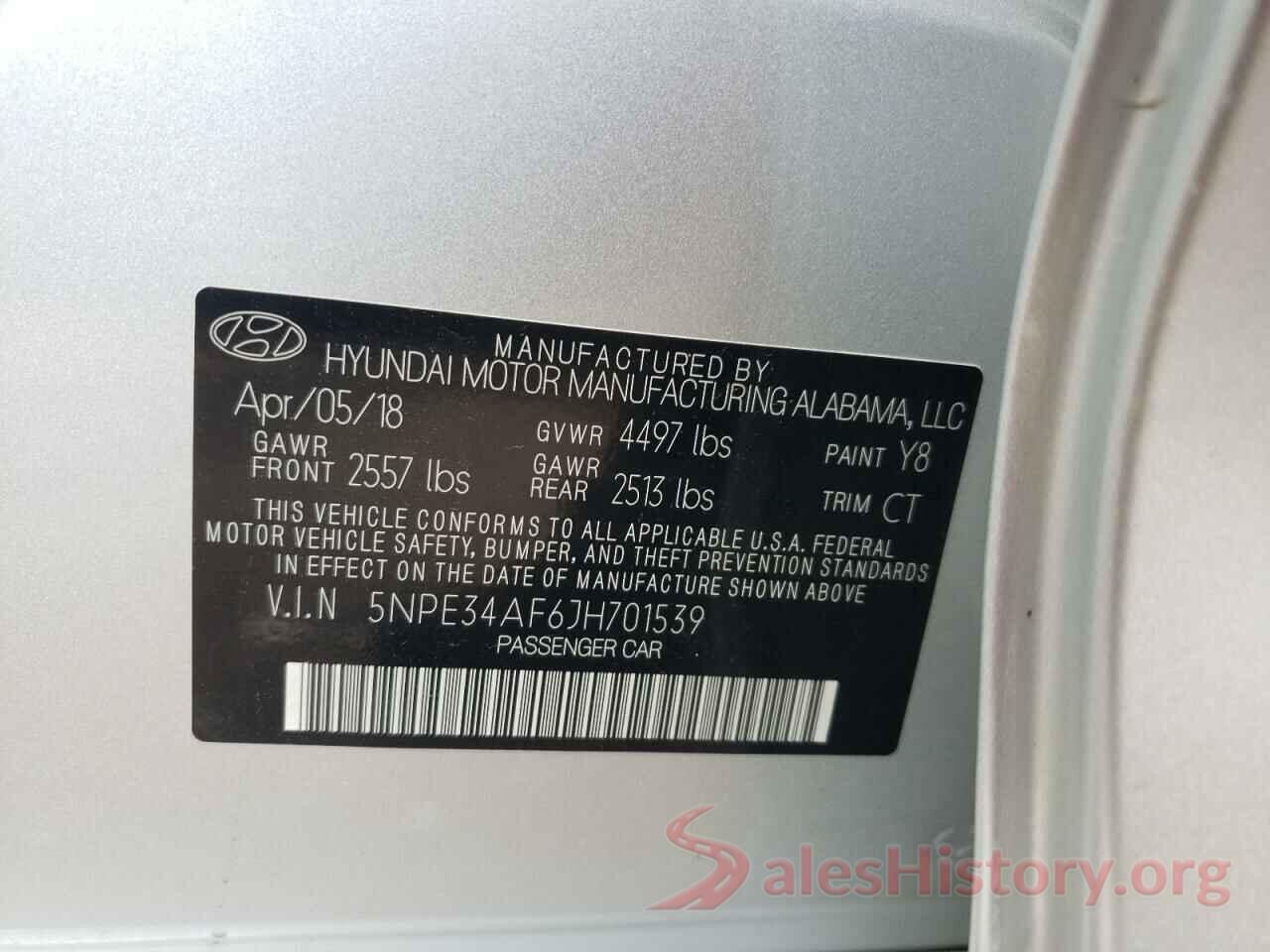 5NPE34AF6JH701539 2018 HYUNDAI SONATA