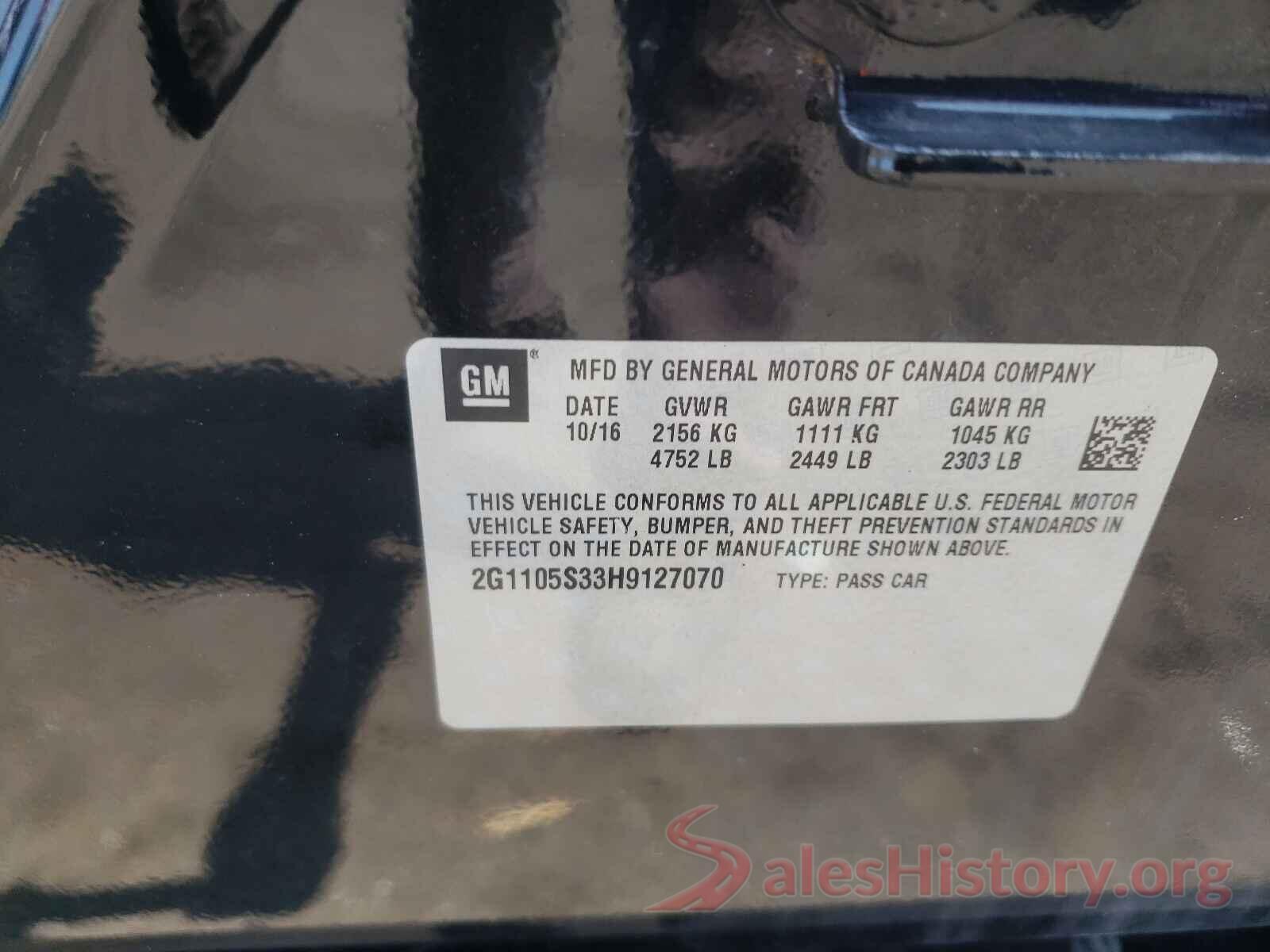 2G1105S33H9127070 2017 CHEVROLET IMPALA