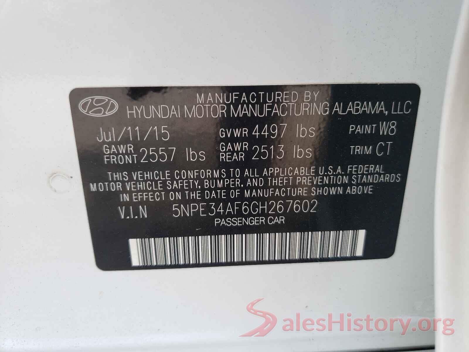 5NPE34AF6GH267602 2016 HYUNDAI SONATA