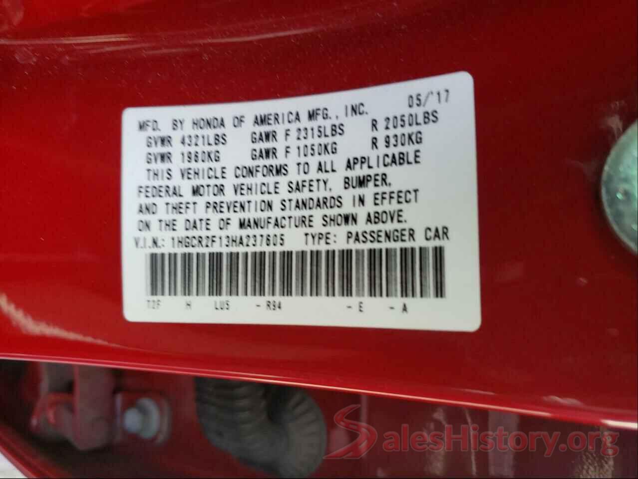 1HGCR2F13HA237605 2017 HONDA ACCORD