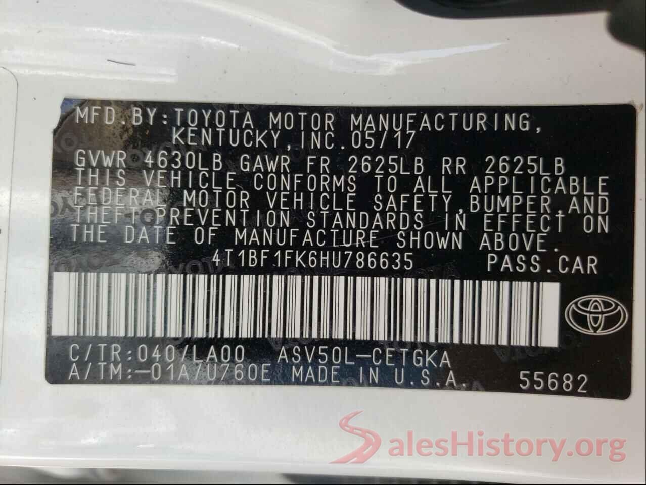 4T1BF1FK6HU786635 2017 TOYOTA CAMRY