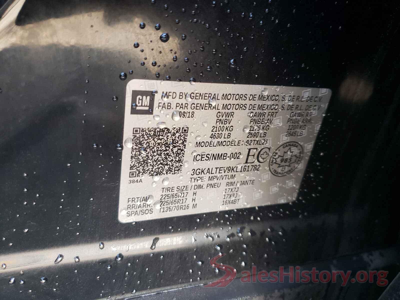 3GKALTEV9KL161782 2019 GMC TERRAIN