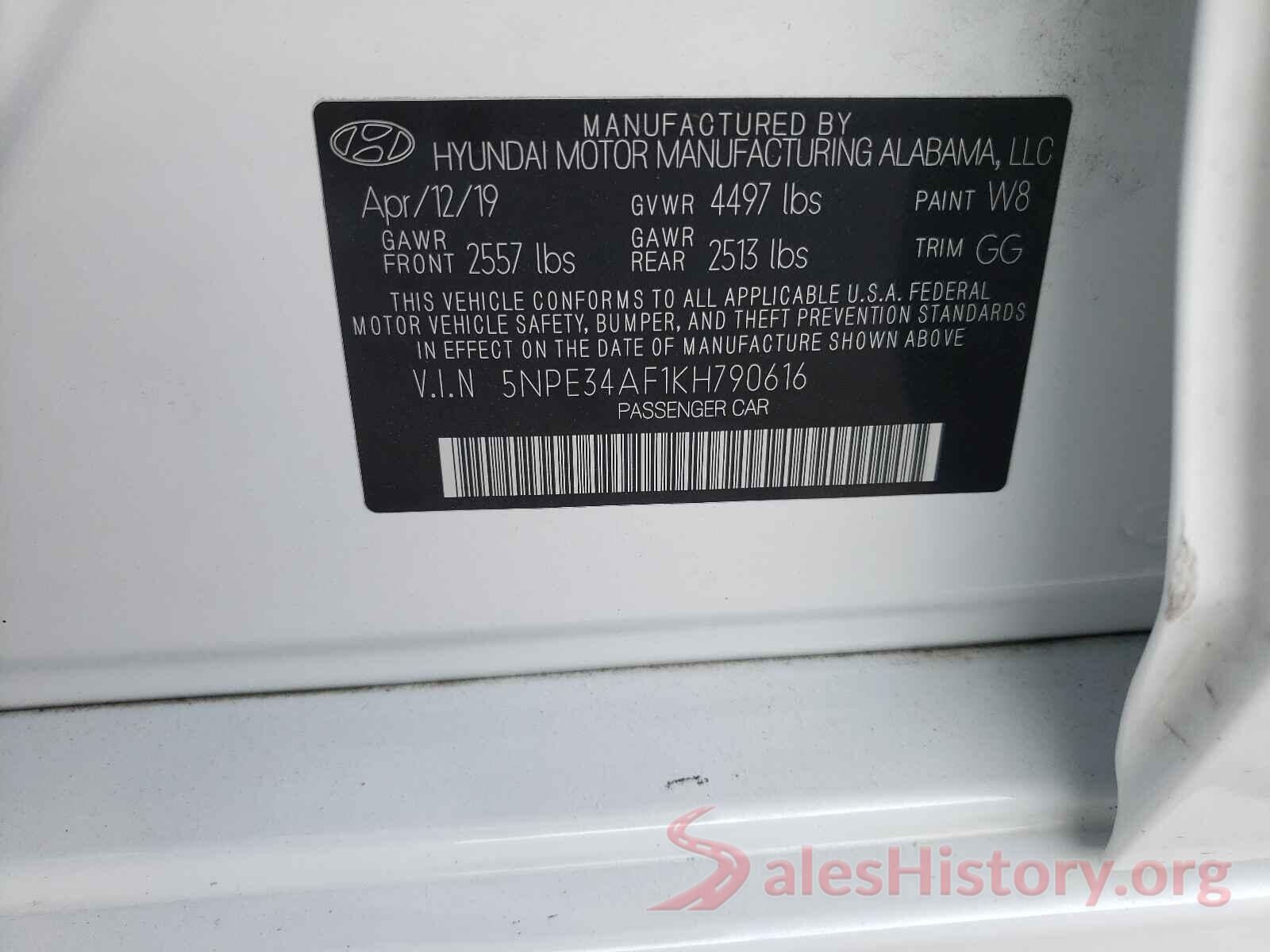 5NPE34AF1KH790616 2019 HYUNDAI SONATA