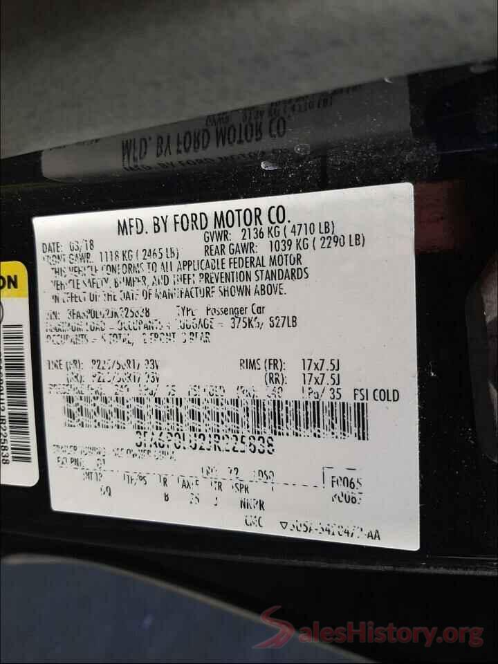 3FA6P0LU2JR225838 2018 FORD FUSION