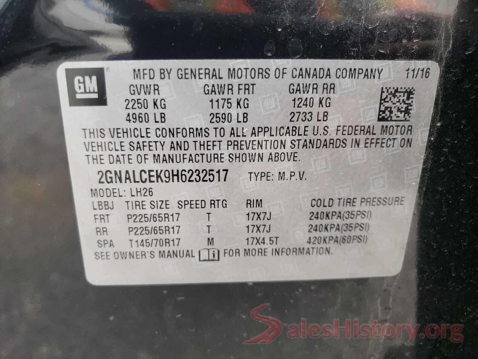 2GNALCEK9H6232517 2017 CHEVROLET EQUINOX