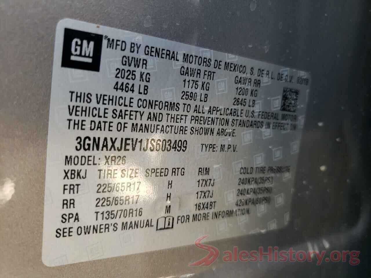 3GNAXJEV1JS603499 2018 CHEVROLET EQUINOX