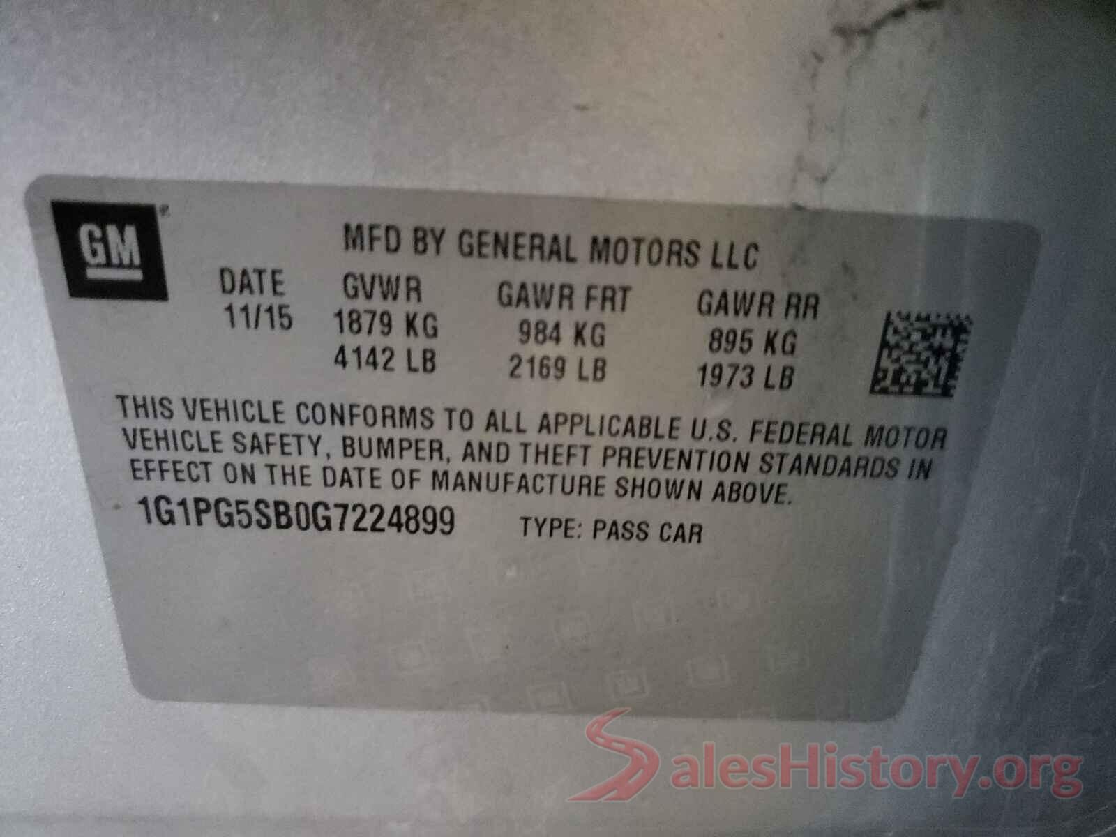 1G1PG5SB0G7224899 2016 CHEVROLET CRUZE