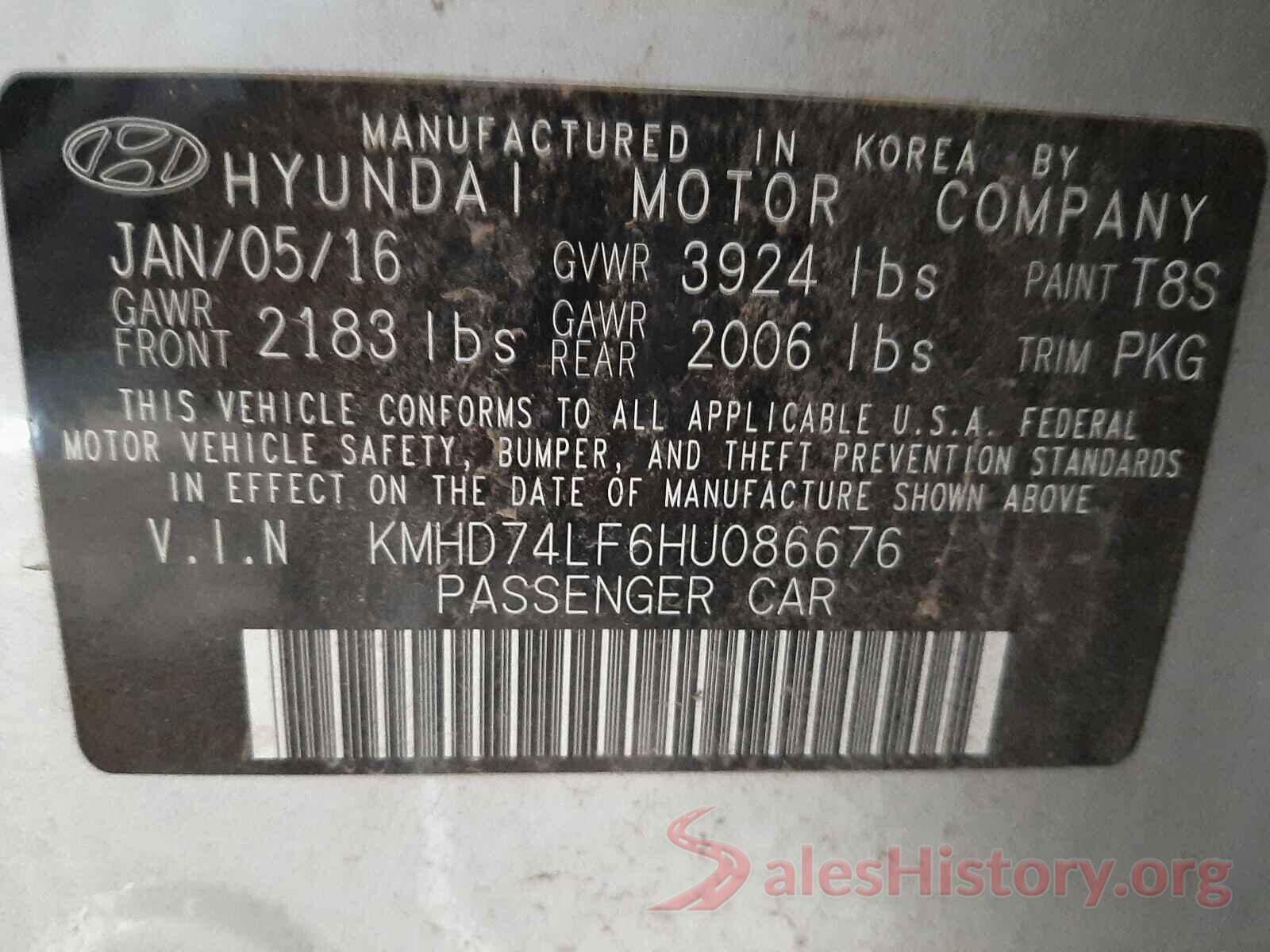 KMHD74LF6HU086676 2017 HYUNDAI ELANTRA