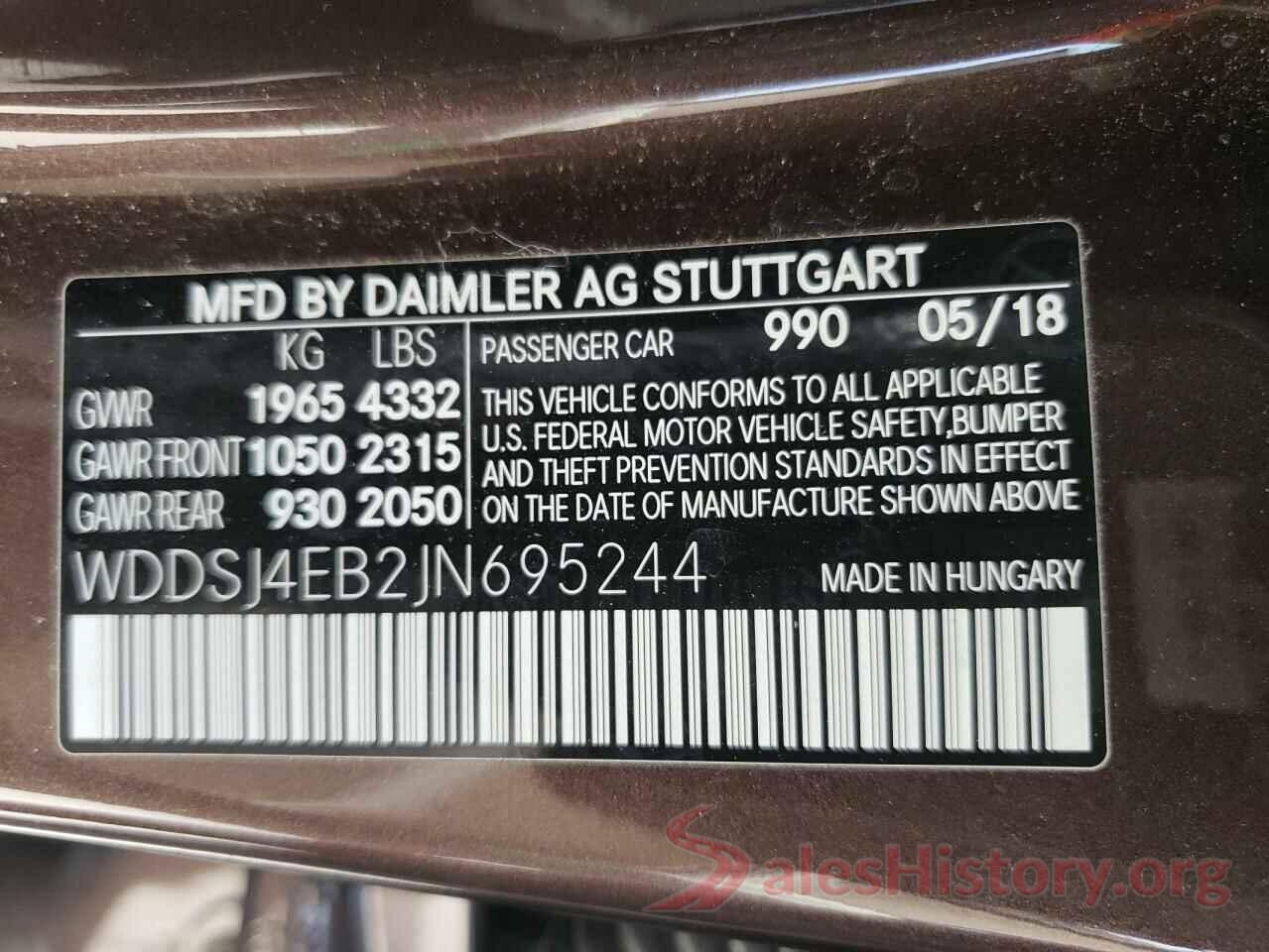 WDDSJ4EB2JN695244 2018 MERCEDES-BENZ CLA-CLASS