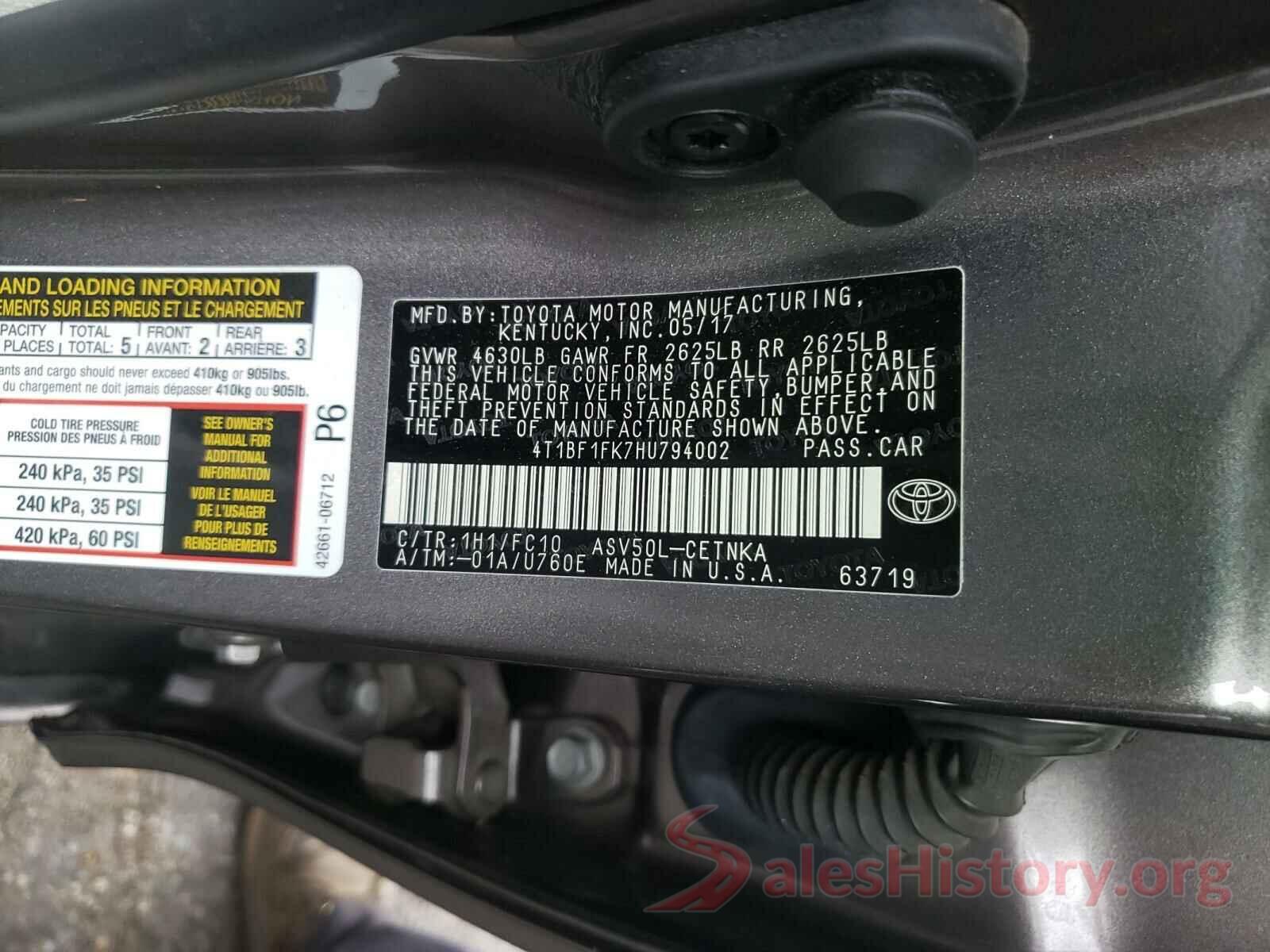 4T1BF1FK7HU794002 2017 TOYOTA CAMRY