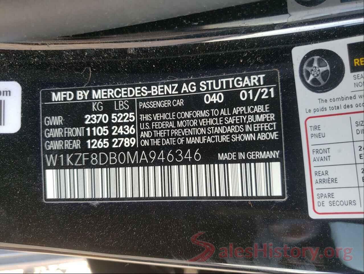 W1KZF8DB0MA946346 2021 MERCEDES-BENZ E-CLASS