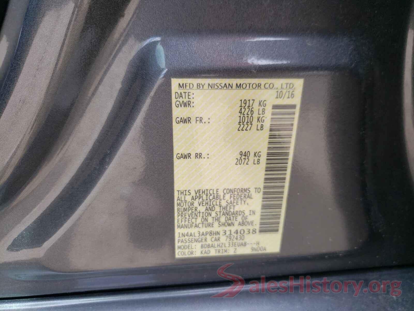 1N4AL3AP8HN314038 2017 NISSAN ALTIMA