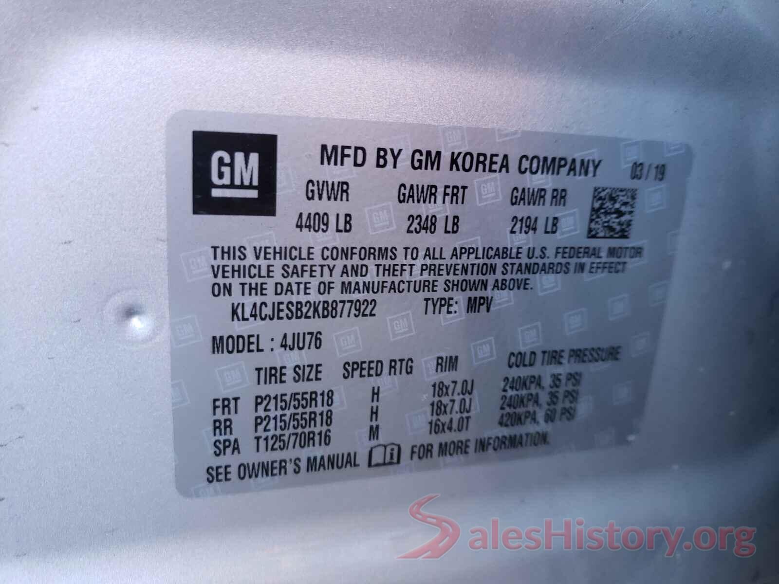 KL4CJESB2KB877922 2019 BUICK ENCORE