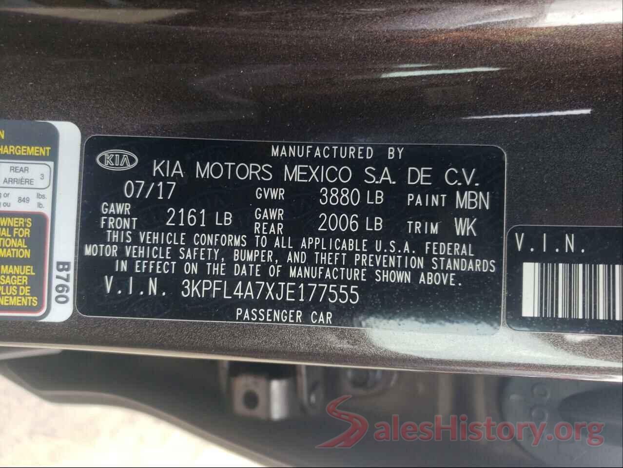 3KPFL4A7XJE177555 2018 KIA FORTE