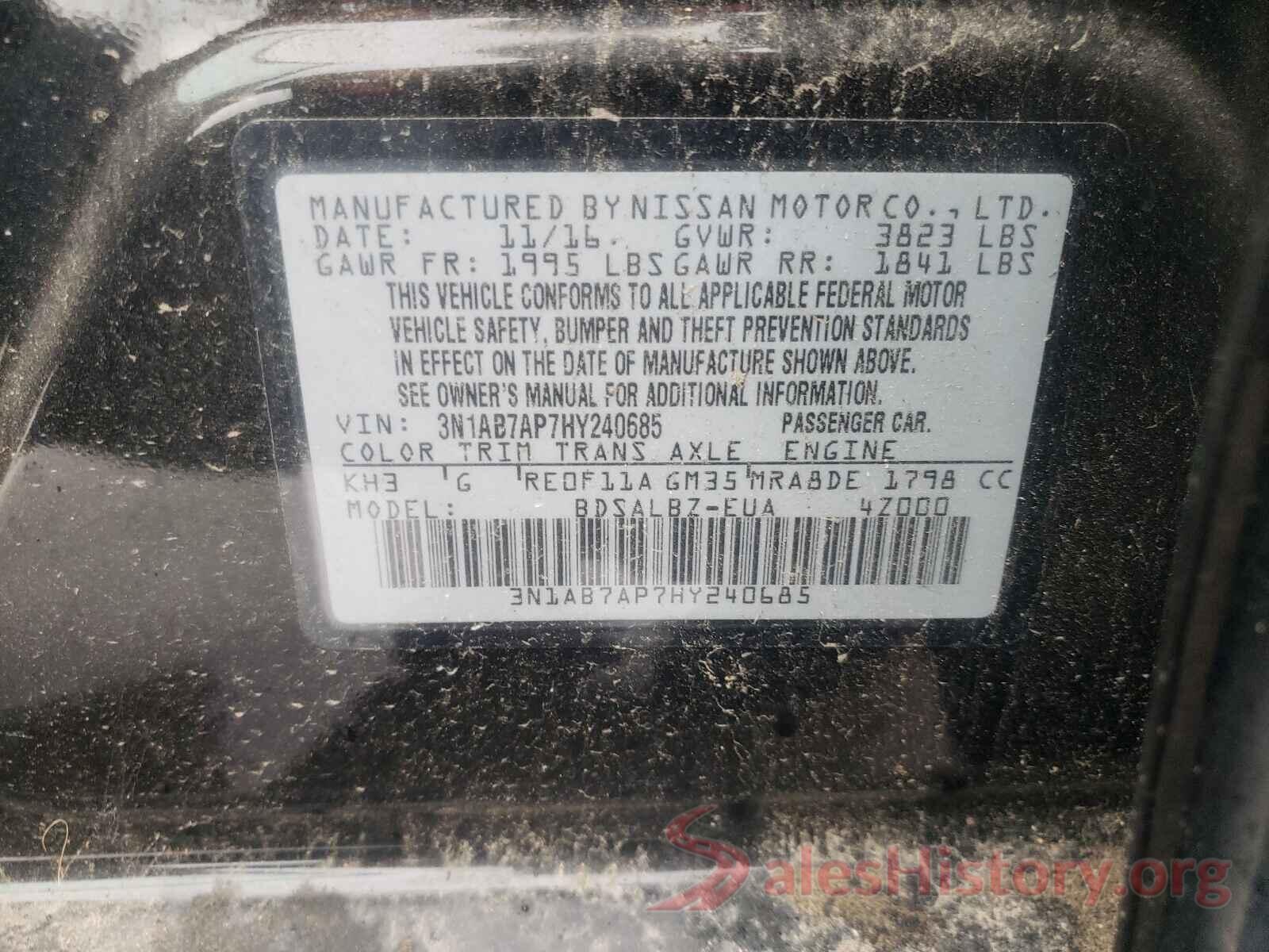 3N1AB7AP7HY240685 2017 NISSAN SENTRA