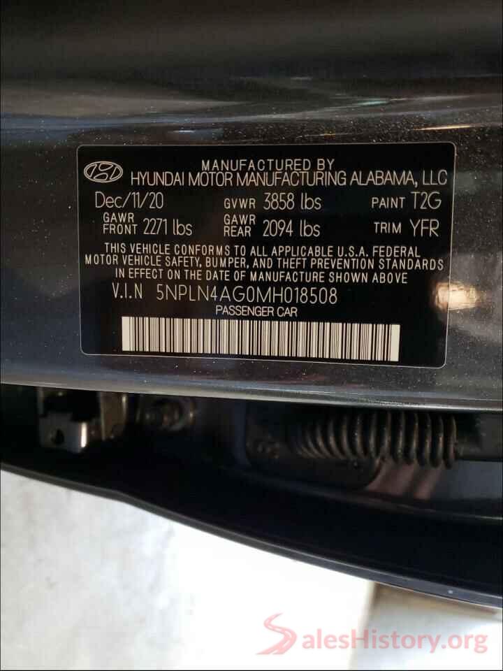 5NPLN4AG0MH018508 2021 HYUNDAI ELANTRA