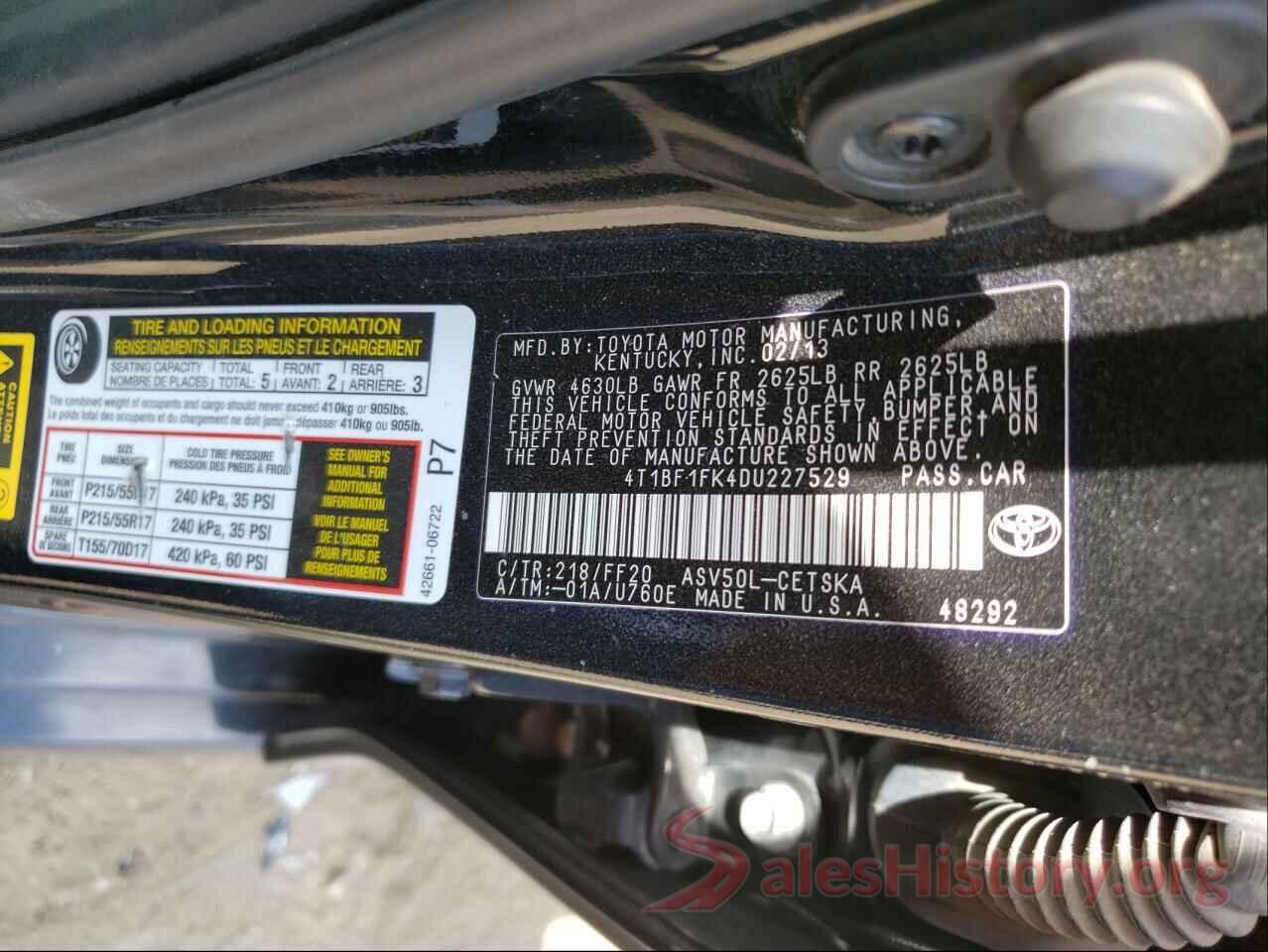 4T1BF1FK4DU227529 2013 TOYOTA CAMRY