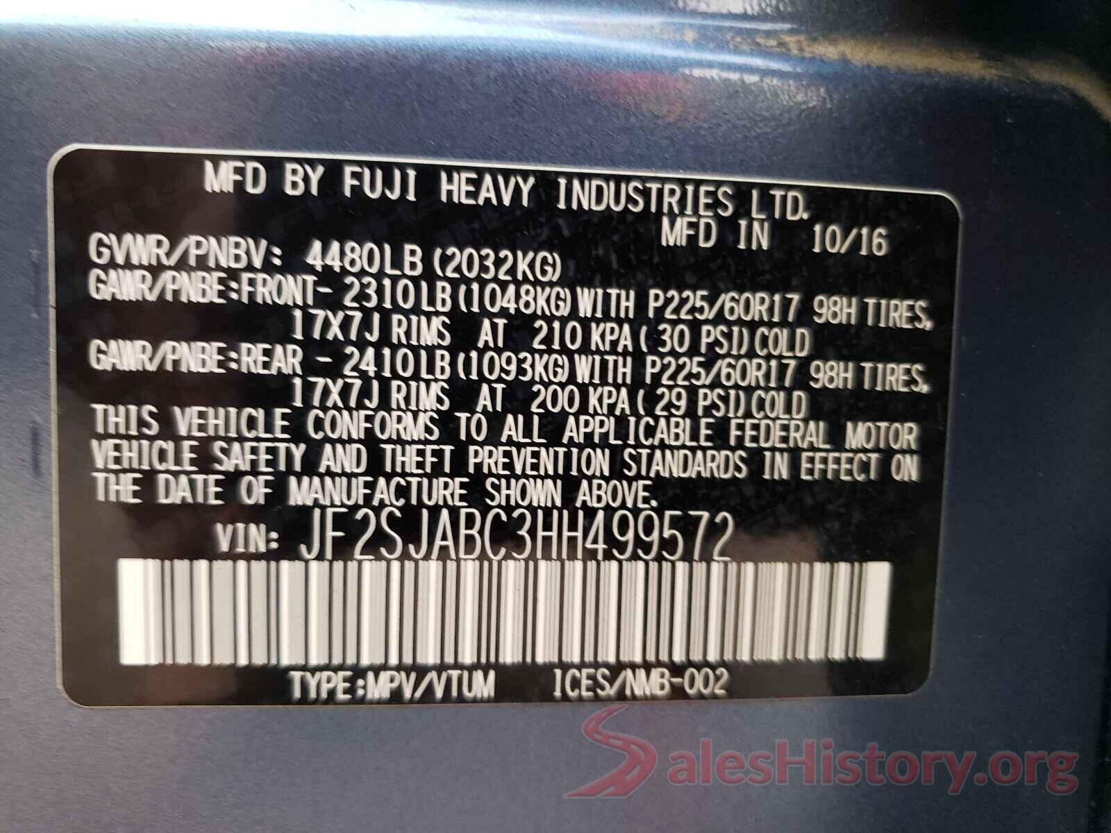 JF2SJABC3HH499572 2017 SUBARU FORESTER