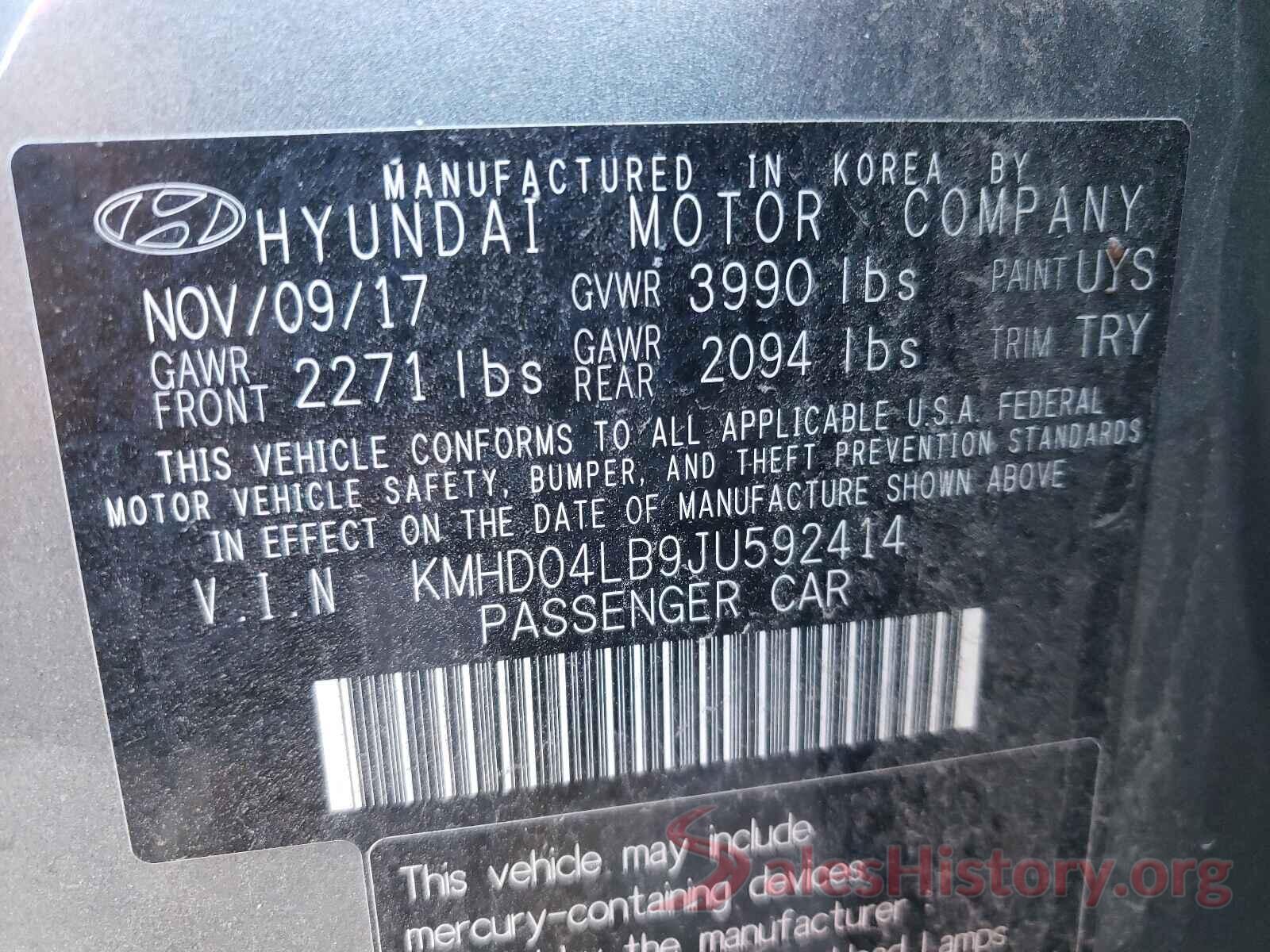 KMHD04LB9JU592414 2018 HYUNDAI ELANTRA